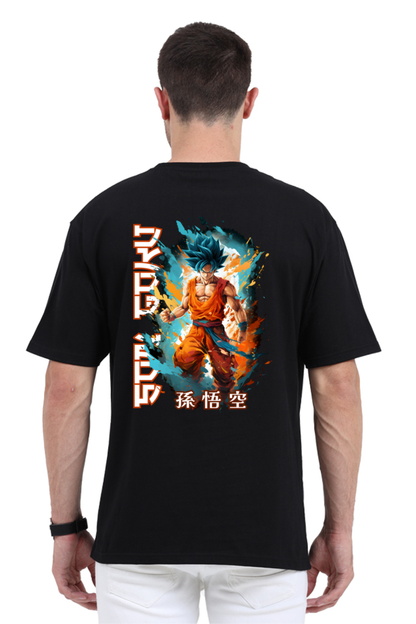 3D Goku Art Oversized Printed T-Shirt F/B