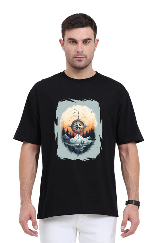 Explorer's Compass Premium Printed Oversized T-Shirt