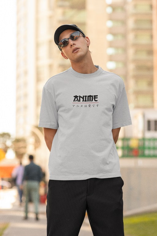 "ANIME is Love" Oversized Printed T-Shirt
