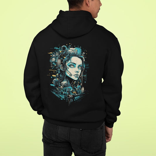 AI Tech Art Oversized Printed Sweatshirt