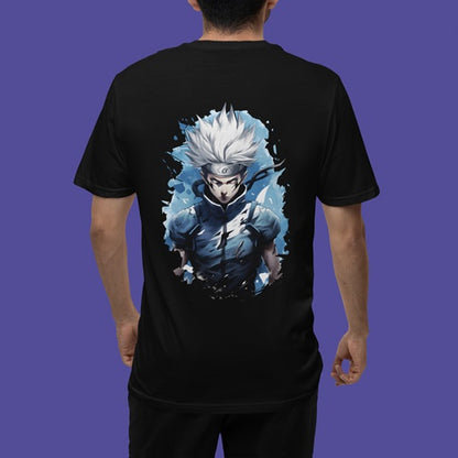 Anime In Blue Oversized Printed T-Shirt