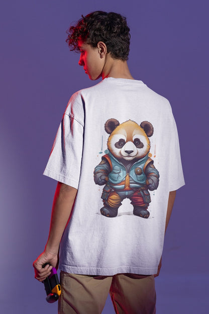 Warrior Panda Oversized Printed T-Shirt