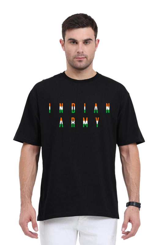 Indian Army Tri-color Oversized Printed T-Shirt - The Vybe Store