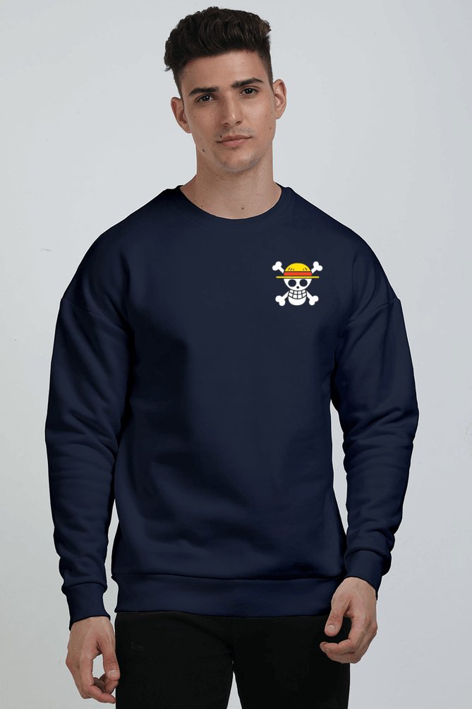 One Piece Luffy D. Monkey Premium Oversized Printed Sweatshirt F/B - The Vybe Store
