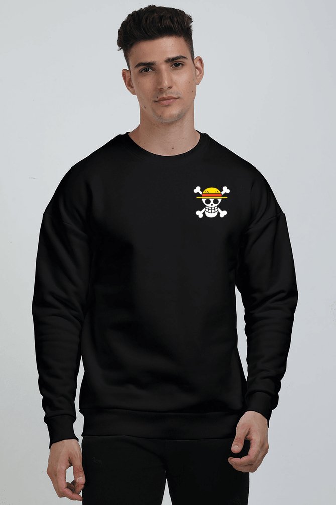 One Piece Luffy D. Monkey Premium Oversized Printed Sweatshirt F/B - The Vybe Store